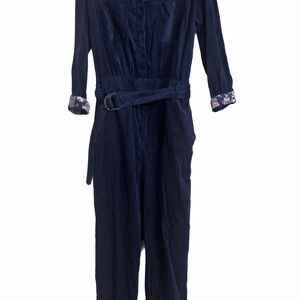 Anthropologie Dark Blue Belted Jumpsuit